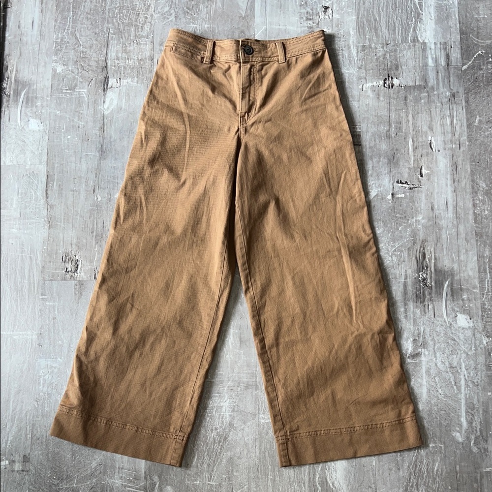 H&M Cropped Wide-Leg Pants in Camel Brown